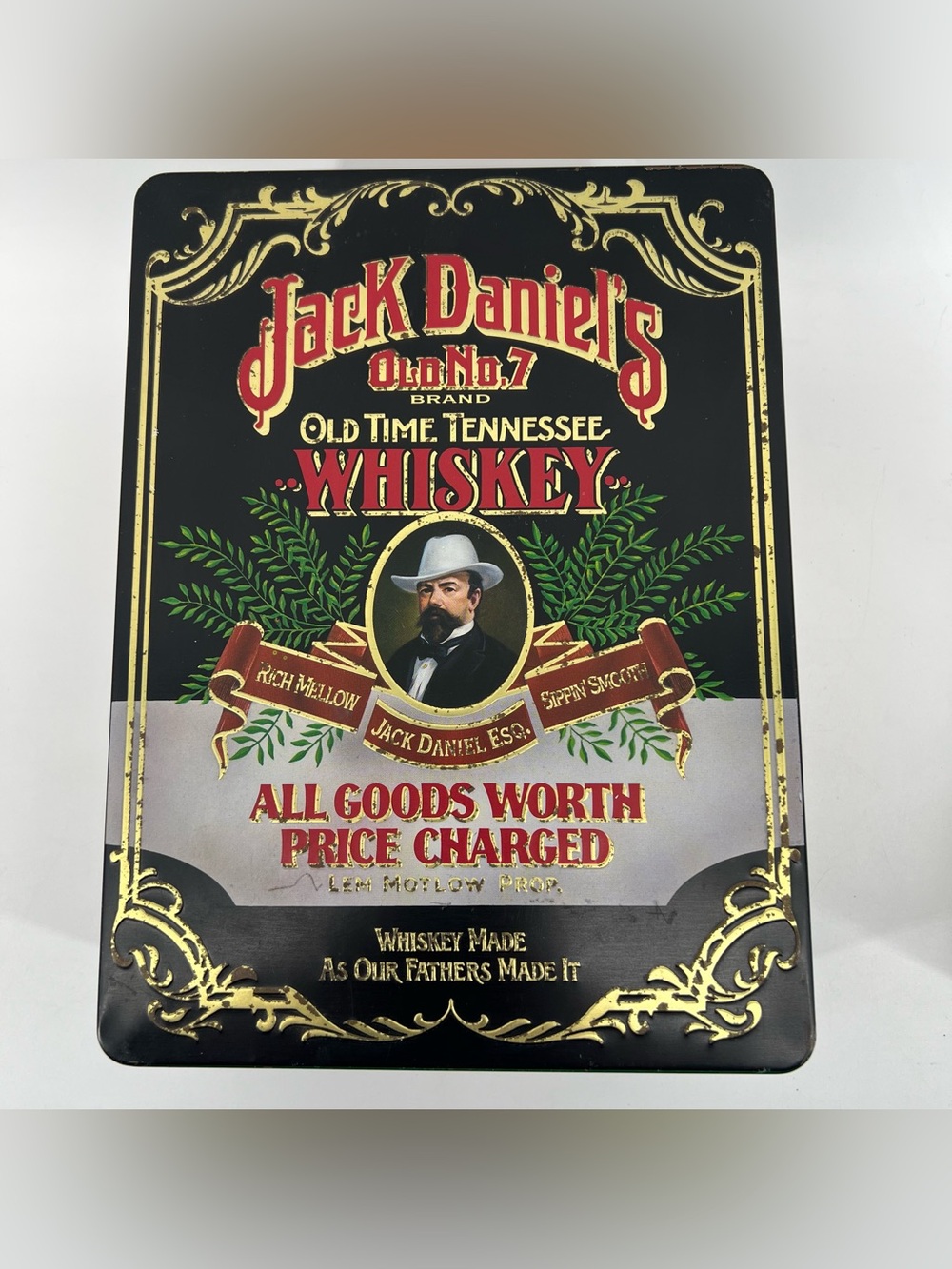 Jack Daniels Tennessee Whiskey Old No 7 Vintage Tin Advertising Hinged Box Empty
